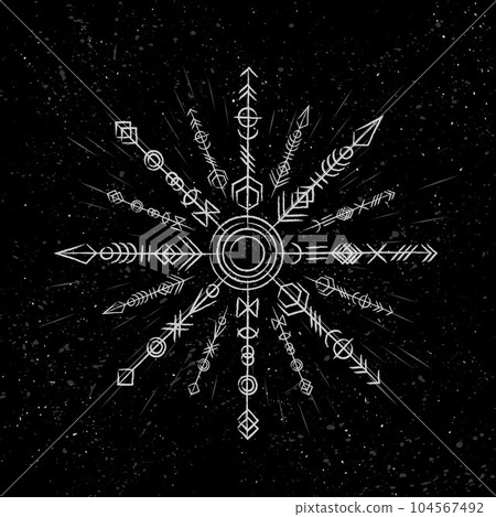 Abstract runic boho white symbol Abstract runic boho white symbol 104567492