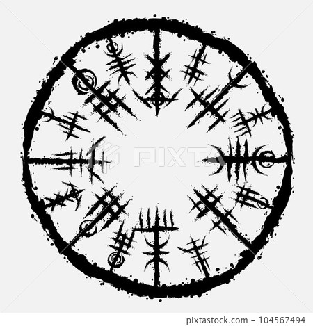 Norse viking black brush symbol circle Norse viking black brush symbol circle 104567494