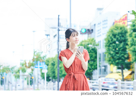 Women walking Women walking 104567632