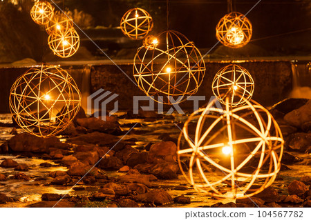 竹燈閃耀的風景 黑川溫泉風景（yuakari）``黑川溫泉'' 104567782