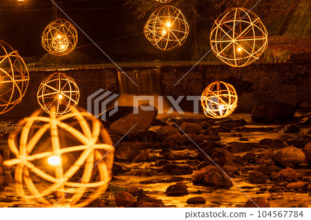 竹燈閃耀的風景 黑川溫泉風景（yuakari）``黑川溫泉'' 104567784