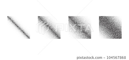 Textured fading diagonal gradients set. Black dotted square element collection. Stippled shades object pack. Noise grain dotwork shapes. Halftone effect bundle. Vector illustration Textured fading diagonal gradients set. Black dotted square element collection. Stippled shades object pack. Noise grain dotwork shapes. Halftone effect bundle. Vector illustration 104567868