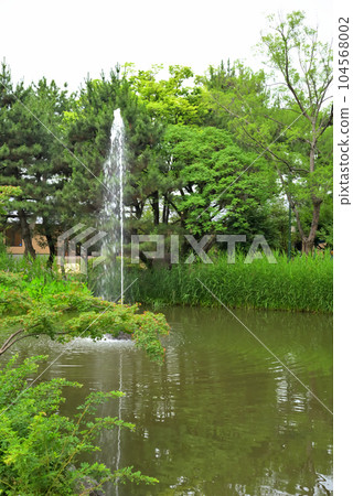 《Aichi Prefecture》Nagoya City Tsurumai Park Autumn Pond Fountain 104568002