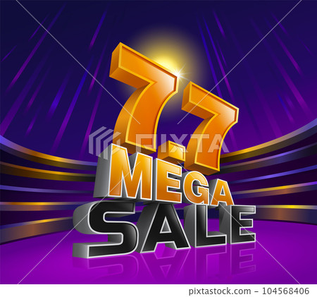 7.7 Mega Sale Ad Template With Number 7 3D font. Special offers for advertising campaigns, social media, online shopping. 7.7 Mega Sale Ad Template With Number 7 3D font. Special offers for advertising campaigns, social media, online shopping. 104568406