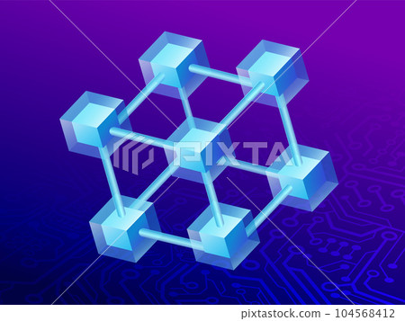 Blockchain technology system Supporting future security systems to support cryptocurrency Blockchain server encrypts and new transaction data. vector illustration. 104568412