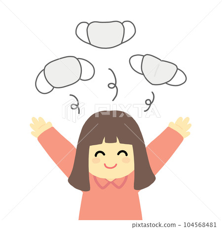 一個女孩很高興成為無面具的插圖 一個女孩很高興成為無面具的插圖 104568481