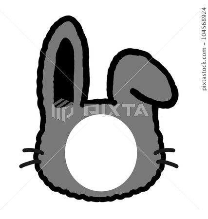 可愛簡單的黑兔臉構圖插畫 可愛簡單的黑兔臉構圖插畫 104568924