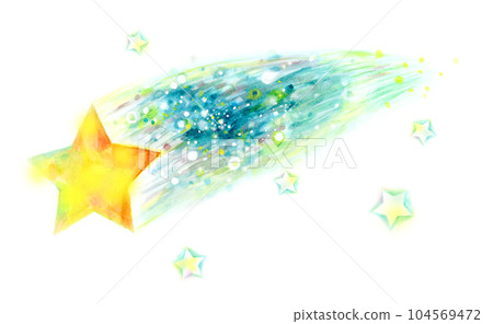 Shooting star watercolor painting Shooting star watercolor painting 104569472