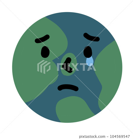 Illustration of the earth saddened by the destruction of the environment 104569547