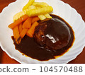 handmade hamburger on plate 104570488