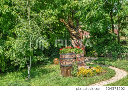 Forest song park in Dobroslav, Odessa region, Ukraine. Forest song park in Dobroslav, Odessa region, Ukraine. 104571202