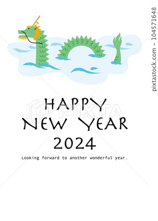 New Year's card illustration of a dragon swimming in the river (with words and annotations) New Year's card illustration of a dragon swimming in the river (with words and annotations) 104571648