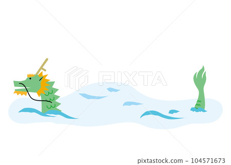 New Year's card illustration of a dragon swimming in the river New Year's card illustration of a dragon swimming in the river 104571673