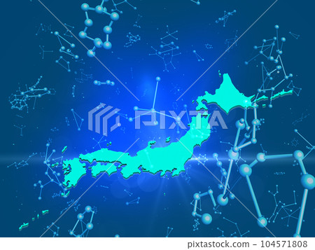 Japan digital network cyber molecular background BG 104571808