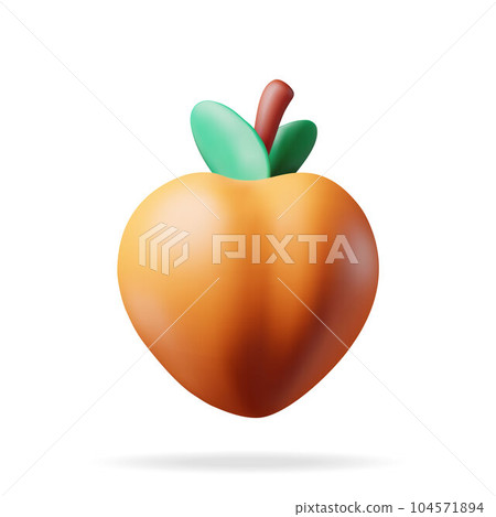 3D Fresh Peach with Green Leaves Isolated 3D Fresh Peach with Green Leaves Isolated 104571894