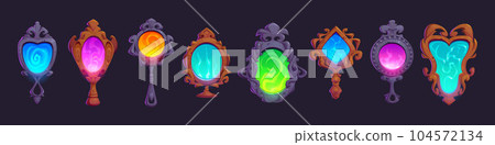 Cartoon set of magic mirrors 104572134