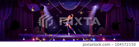 Ballerina performing on theater stage Ballerina performing on theater stage 104572150