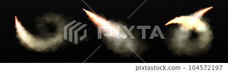 Realistic smoke and fire trails set 104572197