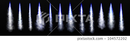 Fire trail with smoke of rocket, spaceship launch Fire trail with smoke of rocket, spaceship launch 104572202