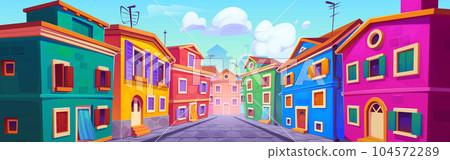 Sunny Italy old town street cartoon vector Sunny Italy old town street cartoon vector 104572289