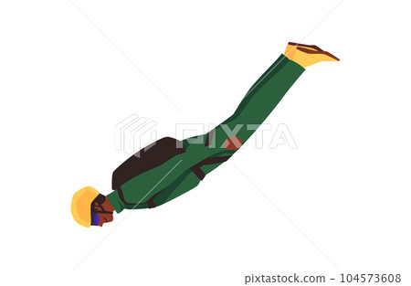 Falling man with parachute in special bag flat style, vector illustration Falling man with parachute in special bag flat style, vector illustration 104573608