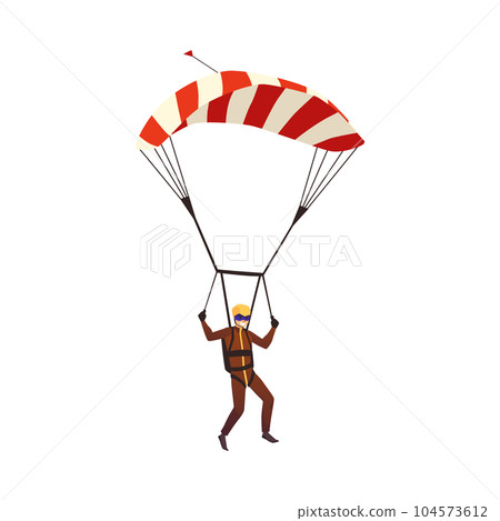 Smiling man parachute jumping flat style, vector illustration 104573612