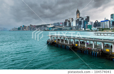 Hong Kong Skyline Kowloon from Fei Ngo Shan hill sunset 104574041