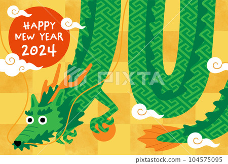 2024年新年賀卡金色背景和龍 2024年新年賀卡金色背景和龍 104575095