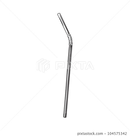 Hand drawn monochrome straw for drinks sketch style, vector illustration 104575342