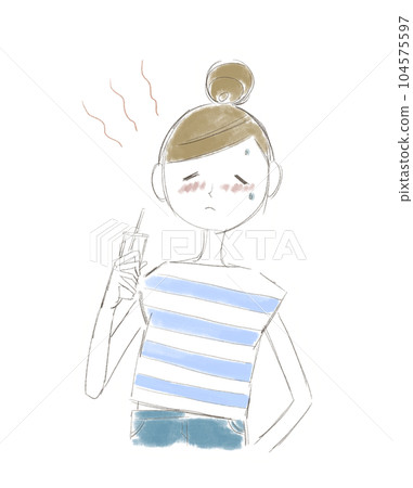 看起來很熱的女人 夏天很熱 104575597