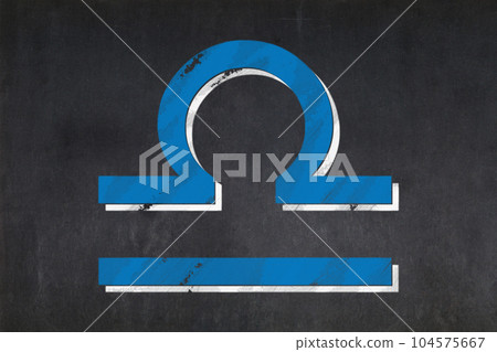 Libra zodiac sign drawn on a blackboard 104575667