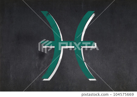 Pisces zodiac sign drawn on a blackboard Pisces zodiac sign drawn on a blackboard 104575669