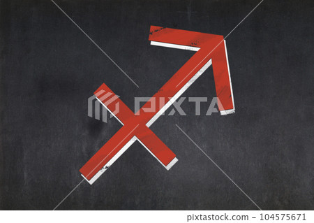 Sagittarius zodiac sign drawn on a blackboard 104575671
