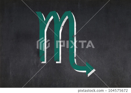 Scorpio zodiac sign drawn on a blackboard Scorpio zodiac sign drawn on a blackboard 104575672