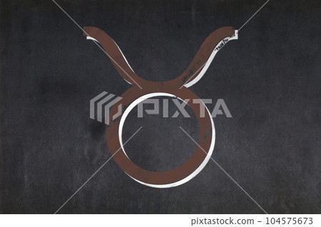 Taurus zodiac sign drawn on a blackboard Taurus zodiac sign drawn on a blackboard 104575673
