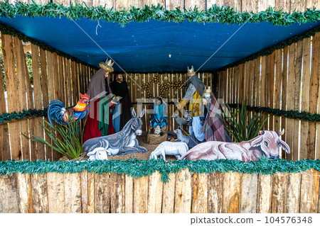 Crib in front of Igreja Matriz Church at Sao Joao Batista, Santa Catarina, Brazil 104576348