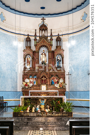 Interior of Igreja Matriz Sao Virgilio Church at Nova Trento, Santa Catarina, Brazil 104576351