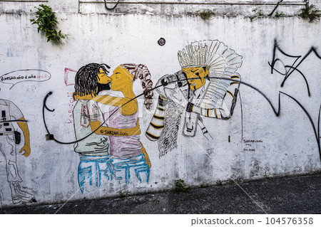 Colorful colonial houses at the historic district of Pelourinho in Salvador da Bahia, Brazil. Colorful colonial houses at the historic district of Pelourinho in Salvador da Bahia, Brazil. 104576358