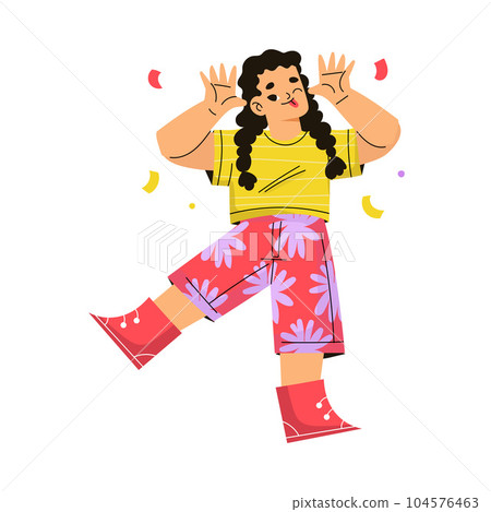 Girl Hooligan with Bad Behavior Showing Grimace Vector Illustration Girl Hooligan with Bad Behavior Showing Grimace Vector Illustration 104576463