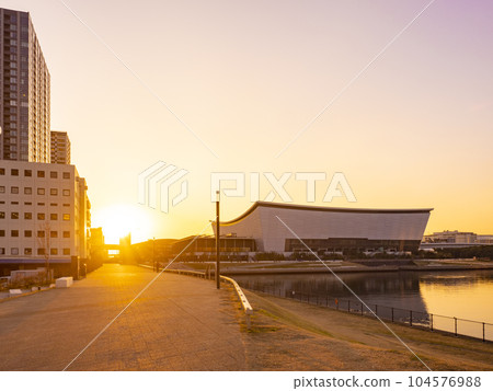 有明水上公園東雲運河日落 104576988