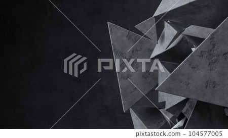 Abstract concrete triangle pyramids on dark concrete background Abstract concrete triangle pyramids on dark concrete background 104577005