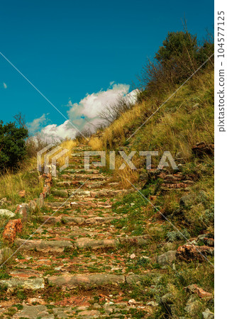 Stone stairs of the Praskvica monastery built by a Russian monk, Montenegro 104577125