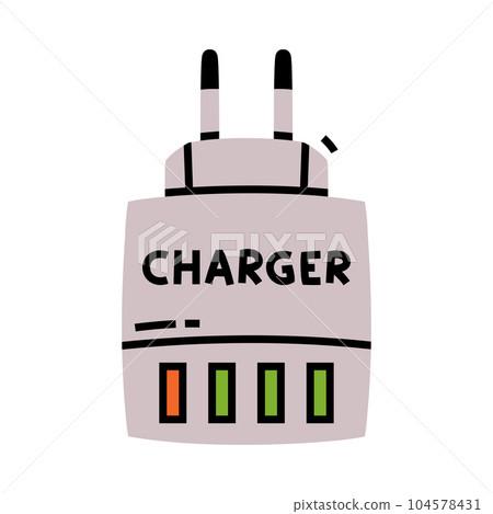 Battery Charger and Recharger as Device Storing Energy Vector Illustration Battery Charger and Recharger as Device Storing Energy Vector Illustration 104578431