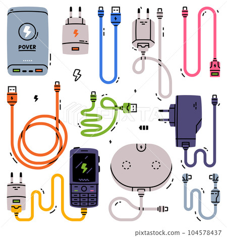 Battery Charger and Recharger as Device Storing Energy Vector Set 104578437