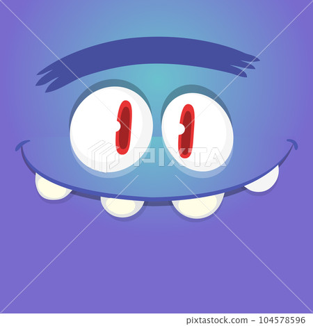 Funny cartoon monster character face expression. Illustration of cute and happy mythical alien creature. Halloween design Funny cartoon monster character face expression. Illustration of cute and happy mythical alien creature. Halloween design 104578596