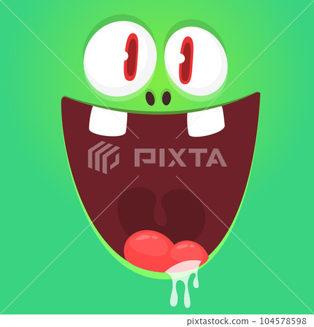 Funny cartoon monster character face expression. Illustration of cute and happy mythical alien creature. Halloween design Funny cartoon monster character face expression. Illustration of cute and happy mythical alien creature. Halloween design 104578598