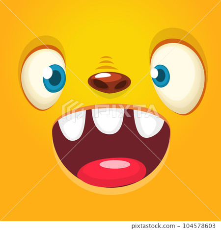 Funny cartoon monster character face expression. Illustration of cute and happy mythical alien creature. Halloween design Funny cartoon monster character face expression. Illustration of cute and happy mythical alien creature. Halloween design 104578603