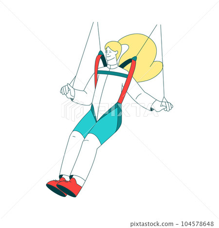 Air Sport with Woman Character Landing with Parachute Vector Illustration Air Sport with Woman Character Landing with Parachute Vector Illustration 104578648