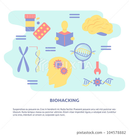 Biohacking concept banner in flat style with place for text Biohacking concept banner in flat style with place for text 104578882