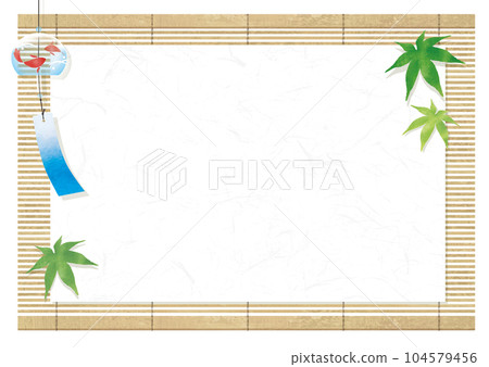 Sudare, wind chimes, green leaves and Japanese paper frame Sudare, wind chimes, green leaves and Japanese paper frame 104579456